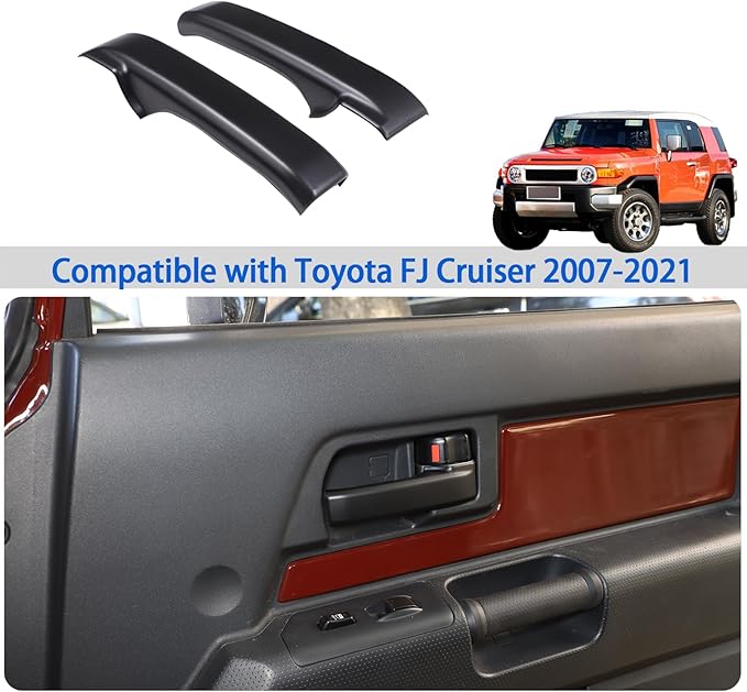 Compatible with Toyota FJ Cruiser 2007-2021 Car Inner Door Handle Cover, ABS Interior Door Grab Handle Protector Trim Cover Protection Accessories, 2PCS (Matte Black)