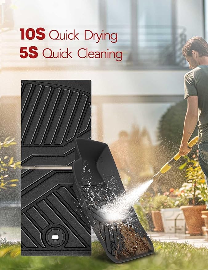 YHTAUTO Floor Mats Compatible with 2011-2023 Chrysler 300, 2011-2023 Dodge Charger RWD, All Weather Custom Fit TPE Floor Liners Front & 2nd Row, Black, Set of 4