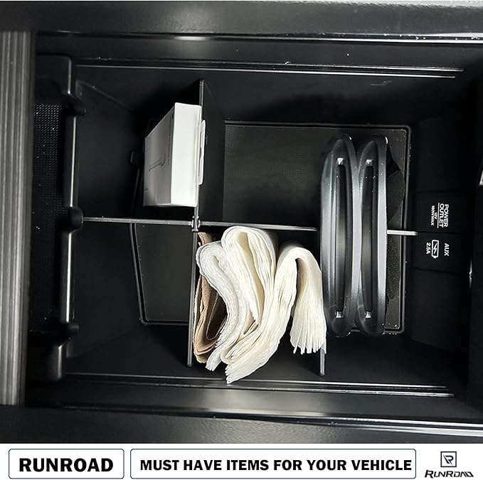 RUNROAD Center Console Organizer Compatible with Honda Pilot (2016-2022)/ Ridgeline (2017-2023)/ Passport (2019-2023) Accessories, Insert Armrest Dividers ABS Secondary Console Storage Box