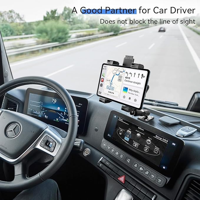 OHLPRO Heavy Duty Tablet Holder for Truck, iPad Holder for Car Drill Base, 360°Adjustable 3-Stage Arm Car Mount for All 7" - 11.5" iPad Pro,Mini,Samsung Tab, Nexus, Great for Desks, Wall, Businesses