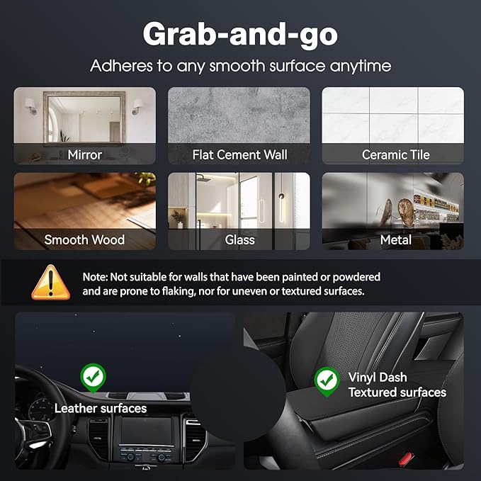 Vacuum Magnetic Suction Phone Holder, Foldable and Retractable Hands-Free Suction Cup Phone Mount for Car/Gym/Mirror/Smooth Surface, Compatible with iPhone Android and All Smartphones (White)