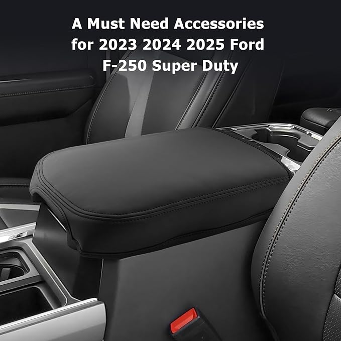 2025 2026 F 250 F 350 F 450 Super Duty Center Console Cover Compatible with 2023 2024 2025 2026 Ford F250 F350 F450 Super Duty Accessories F-250 F-350 F-450 Armrest Arm Rest Console Cover (Thin Black)