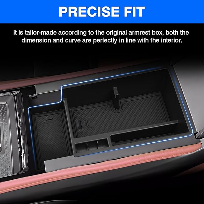 Autorder Center Console Organizer for 2024-2026 Chevrolet Blazer EV Accessories Armrest Storage Box Secondary Insert Tray with Anti-Slip Mat