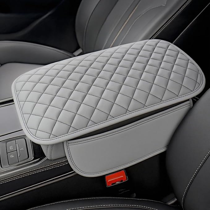 DS Upgraded Car Center Console Cover with 2 Storage,Arm Rest Covers Armrest Cover for Car, Microfiber Leather Car Armrest Cover Cushion, Universal Car Interior Accessories for Vehicles(Gray Longer)