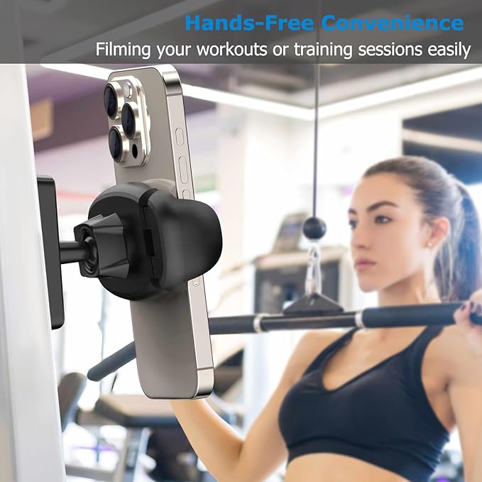 TONDA Magnetic Phone Holder for Gym, Adjustable Gym Phone Mount Holder,Super Magnets, 360 Adjustable Compatible with 4-7" Cell Phones, Gym Accessorie Essential Gifts for Men Women