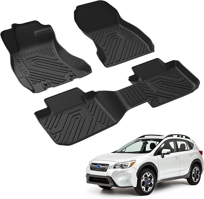 LASFIT Floor Mats for Subaru Crosstrek 2016-2017/XV Crosstrek 2013-2015/Impreza 2012-2016/WRX 2015-2021,Custom Fit TPE All Weather Floor Liners 1st & 2nd Row for Subaru Car Mats, Black