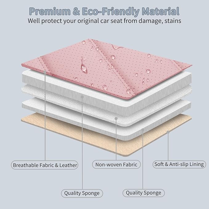 Pink Seat Covers for Cars, Waterproof Seat Covers, Leather Car Seat Covers 2 Pack, Universal Seat Cushion Protector for Most Cars