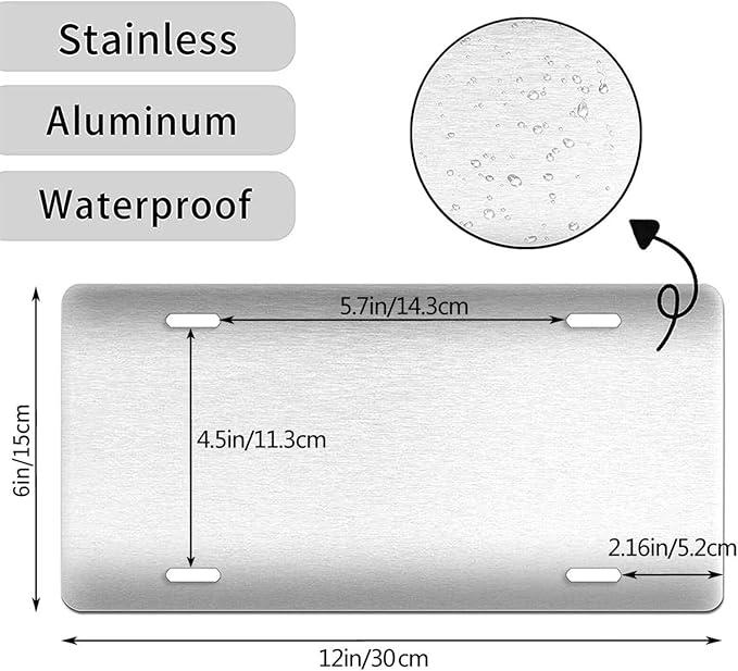 White Lotus Front License Plate Aluminum Decorative License Plates Funny Metal Car Plate 6"X12" Novelty Vanity Tag Cover with 4 Holes Car Decor Accessory