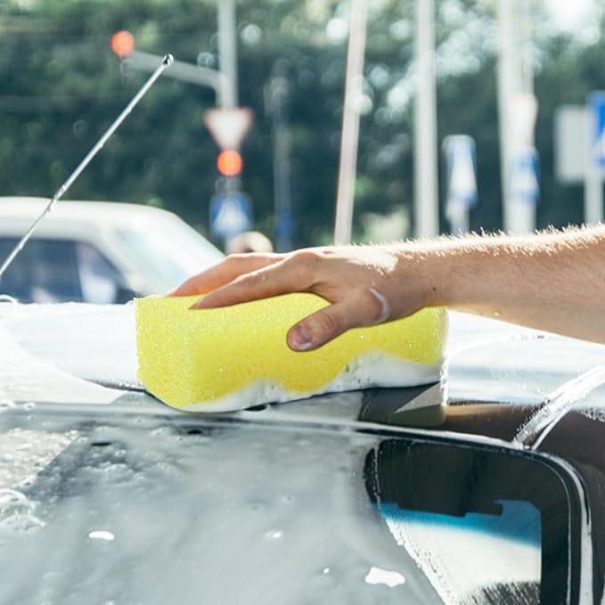 Yaomiao 4 Pcs Bug Scrubber Sponge Car Sponge Bug and Tar Remover Yellow Wash Cleaning Scrubber for Car Detailing