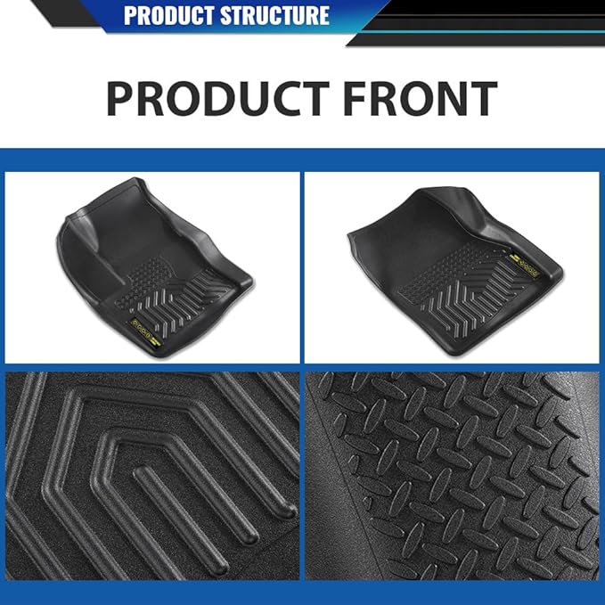DOTCOM TPE Floor Mats Compatible with Ford Escape 2013-2019/Ford C-Max 2013-2018 Floor Liners, All Weather Protection 1st & 2nd Row Truck Mats Cargo Liner Accessories,alfombras para carro 3PCS