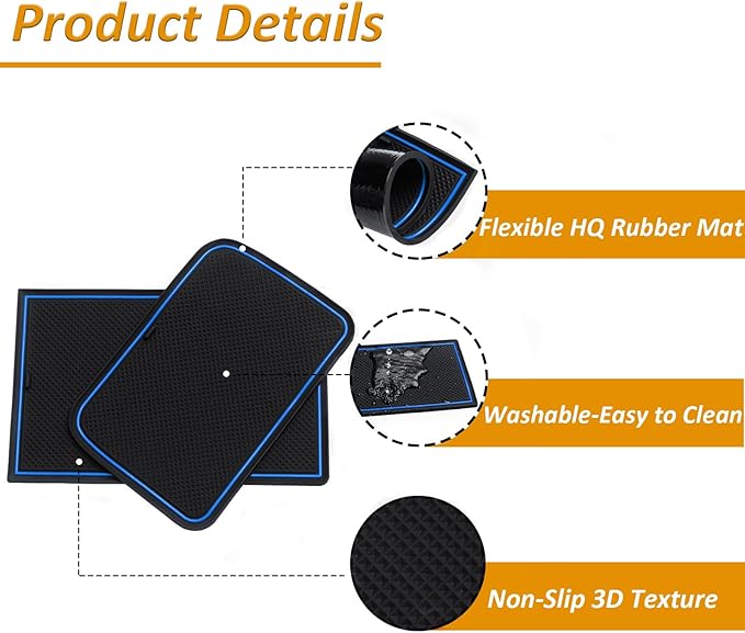 TOPINSTALL Accessorize Interior Liners Compatible with 2019-2024 2025 Toyota RAV4 & 2021-2025 RAV4 Prime, Anti Dust Cup Holder Insert, Premium Console Rubber Mat, Door Pocket Pad- 16PCS Blue Trim