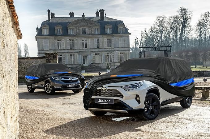 SUV Car Cover Waterproof All Weather for Automobiles, Universal Fit Hyundai Santa Fe/Tucson, Jeep Cherokee, Toyota RAV4, Volkswagen Tiguan, Ford Edge, Nissan Murano, Mazda CX-5 etc.