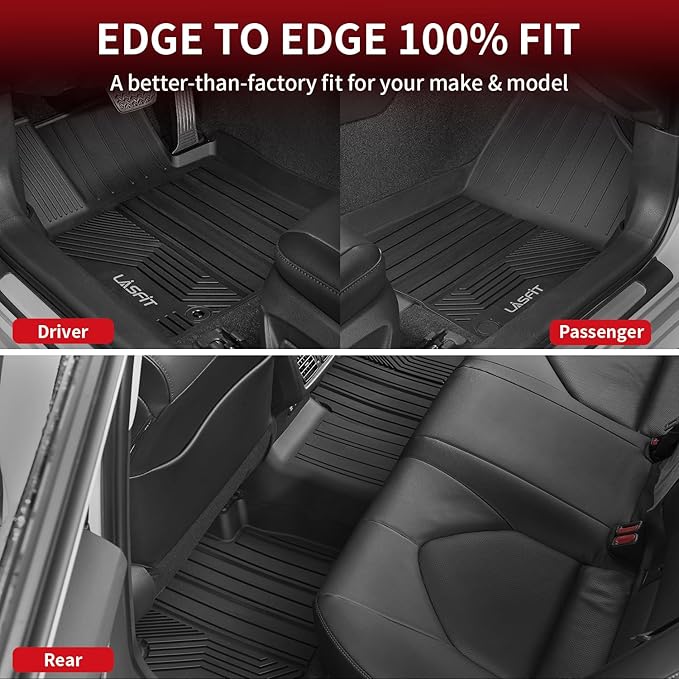 LASFIT Floor Mats&Trunk Mat for Toyota Camry 2018-2024 FWD Gas (Not for Hybrid or AWD), All Weather Custom Fit Floor Liner for Camry TPE Car Mats 1st & 2nd Row&Cargo Liner L/LE/SE/TRD/XLE/XSE, Black