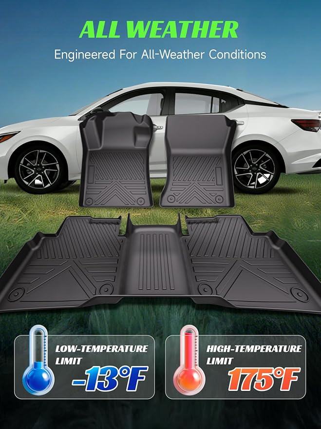 TPE All-Weather Floor Mats for Nissan Altima 2019-2024 2025 | Custom Fit Heavy Duty Truck Floor Liners | Front & Rear Row Protection | Durable, Odorless, Easy to Clean (3-Piece Set, Black)