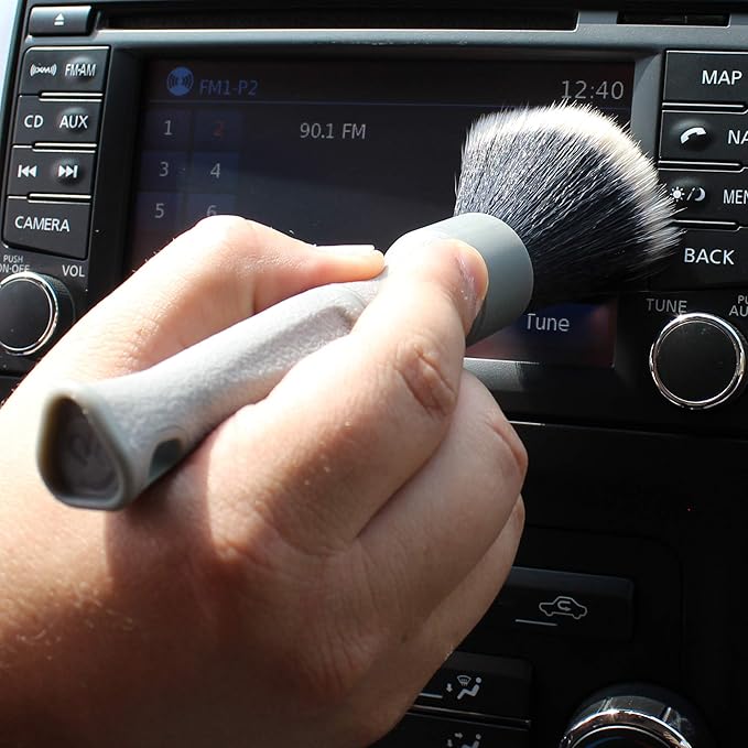 Detail Factory - TriGrip Ultra-Soft Detailing Brush Set - Scratch-Free Cleaning for Exterior, Interior Panels, Emblems, Badges, Gauges, Infotainment Screen - Grey