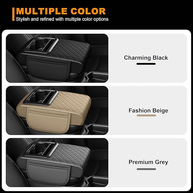 Armrest Cover for Car Fit for Jeep Cherokee Compass Gladiator Liberty Patriot Renegade Wrangler - Center Console Cover with Cup Holders and 2 Storage Pockets(Beige)