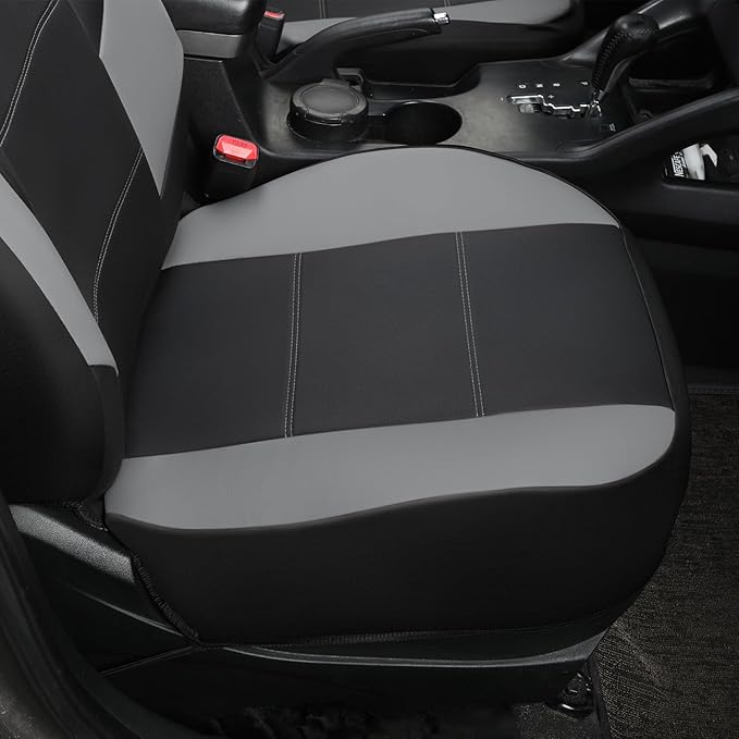 GIANT PANDA Front Car Seat Cover for Hyundai, Leather Bucket Seat Covers Custom Fit Hyundai Sonata Elantra Santa Fe Tucson Accent Kona Palisade Genesis Venue Ioniq(Grey+Black) 2-Pack