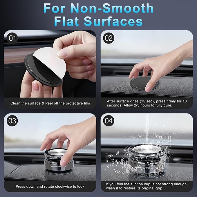 Vacuum Magnetic Phone Holder for Car - 98+Lbs Suction & 2600Gf N54 Magnets for Magsafe, 360° Adjustable Foldable Car Phone Mount Compatible for iPhone 17 Pro Max 16 15 14 Air Plus (Black)