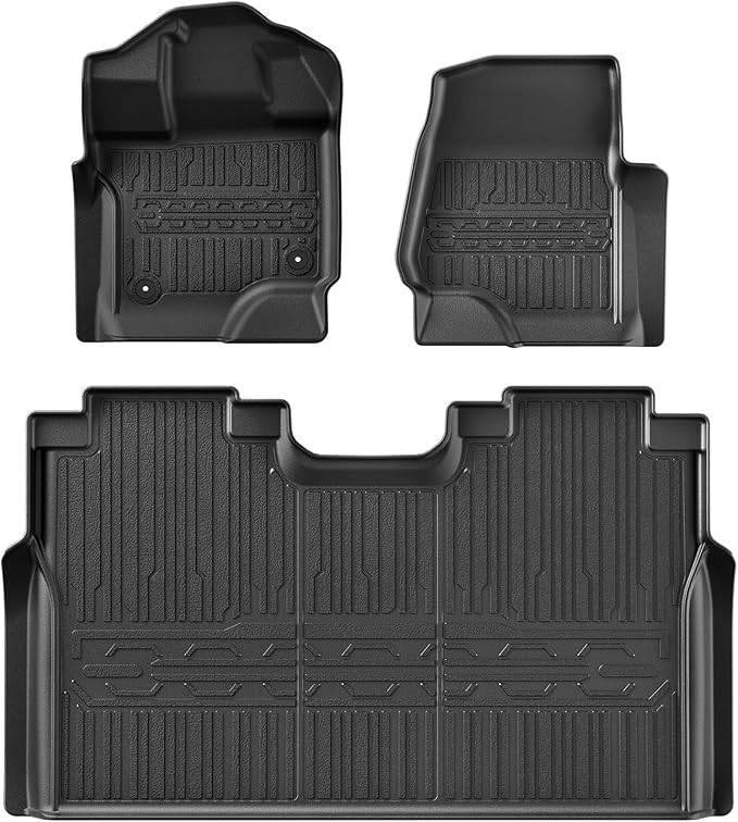 TripleAliners Floor Mats All Weather Liner Compatible with 2015-2025 Ford F150 & Lightning SuperCrew Cab Accessories Front and Rear 2-Row Truck Floor Liners TPE (Not Fit Fold Flat Storage)