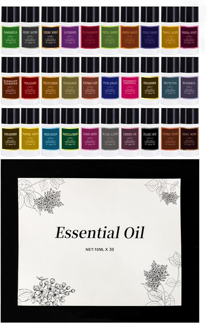 Car Air Freshener Refill Cologne Aromatherapy Oil 30 PCS, Essential Oils Mixed Fragrance Set for Car Diffusers (No Diffuser Included)