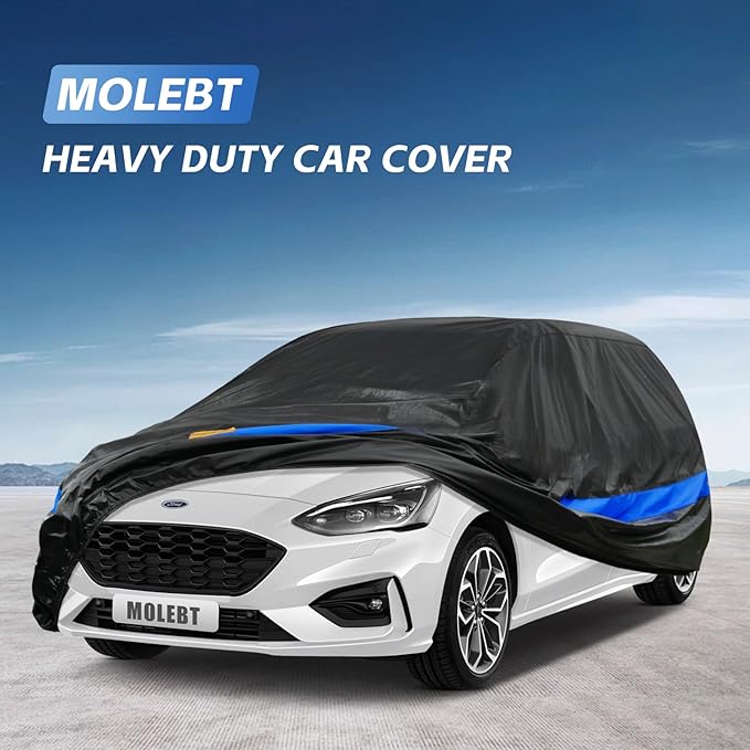 Hatchback Car Cover Waterproof All Weather, Universal Fit Ford Focus Honda Civic Hatchback, Toyota Corolla Hatchback, Subaru Impreza, VW Golf/GTI, Hyundai Kona, Nissan Leaf etc.