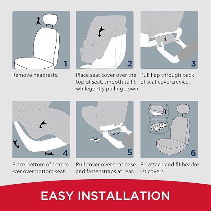 Rubbermaid Car Seat Cover, Leather & Air-Cool Mesh Front Seat Cover, Airbag Compatible, Slip-On Installation, Automotive Seat Cover Universal Fit for Most Cars, Trucks, SUVs-Red