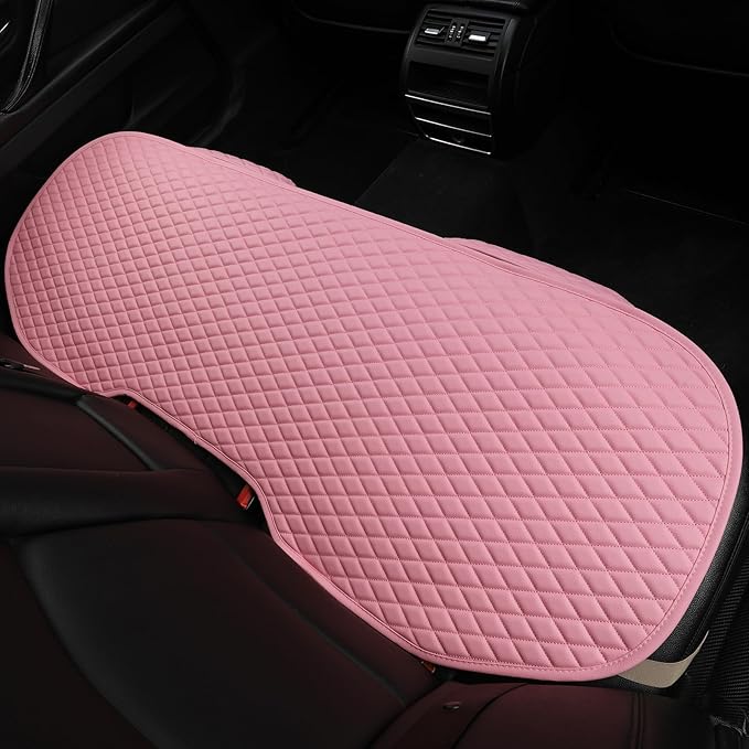 West Llama Pu Leather Car Seat Bottom Covers Protectors Include 1 Pair Front Driver Seat Pad Mat and 1 Rear Bench Cover Universal Fit 90% Vehicles,Pink
