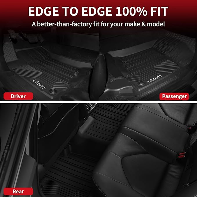 LASFIT Floor Mats for Toyota 4Runner 2013-2024 & for Lexus GX460 2014-2023, All Weather TPE Mats Floor Liner for Toyota 4 Runner (Fit 7 Seats & 5 Seats) 1st & 2nd Row Car Mats, Black