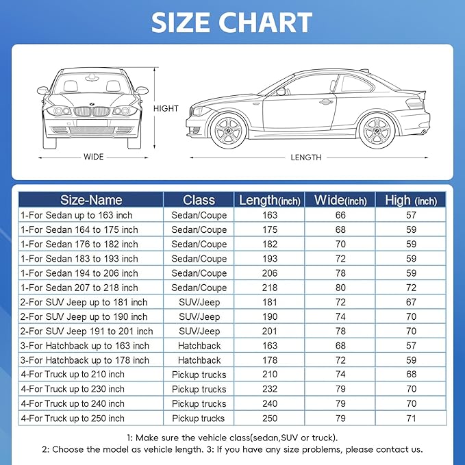 Hatchback Car Cover Waterproof All Weather, Universal Fit Toyota Yaris, Honda Fit, Kia Rio, Mini Cooper Coupe/Convertible, Mitsubishi Mirage, Chevrolet Bolt/Sonic etc.