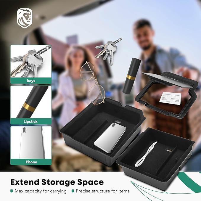 YHTAUTO Center Console Organizer Tray Fit 2024 2025 Tesla Model 3 Highland, Armrest Drawer Organizer, Armrest Hidden Compartment Storage Box, Center Console Tray, Model 3 Highland Accessories 3PCS