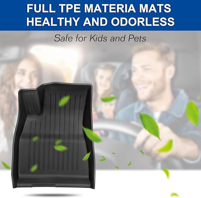 Weize Floor Mats Fit for Tesla Model 3 Highland 2025 2024, TPE All Weather Cargo Liner Floor Mats and Cargo Trunk Mats Accessories Front Rear Cargo Mat Full Set