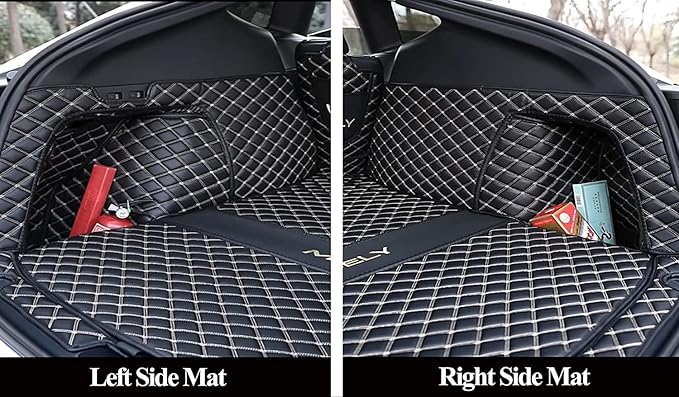 White Cargo Mat for Tesla Model Y 5-Seat Full Coverage Trunk Liner 2020-2025 (Rear Cargo Cover+Back Seat Protector+High Sides Panel Protector+Door Sill Protector)