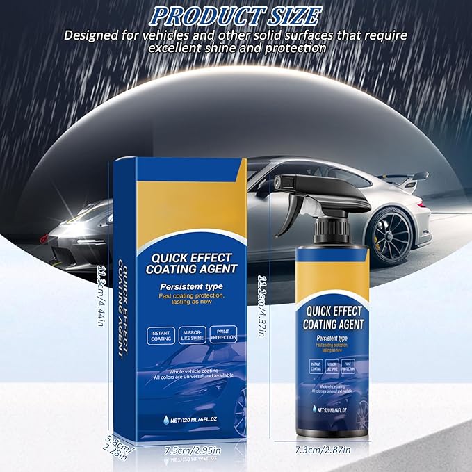 Quick Effect Coating Agent, Advanced Car Quick-Acting Coating Agent Spray, Car Scratch Wax Polish Spray Waterless Wash, Oil Film Emulsion Glass Cleaner (2Pcs)