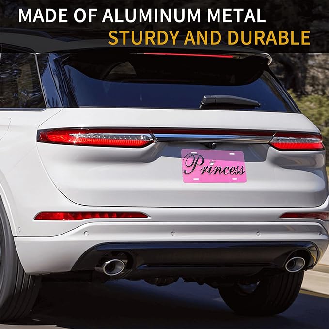 Princess. Front License Plate Aluminum Decorative License Plates Funny Metal Car Plate 6"X12" Novelty Vanity Tag Cover with 4 Holes Car Decor Accessory (LVCP25109021)