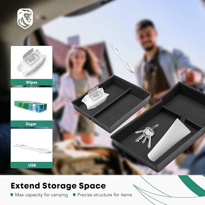 YHTAUTO Lower Center Console Organizer Tray Compatible with 2024 2025 Tesla Model 3 Highland (Standard/Premium/Performance), TPE Hidden Storage Box, Model 3 Highland Accessories 2PCS