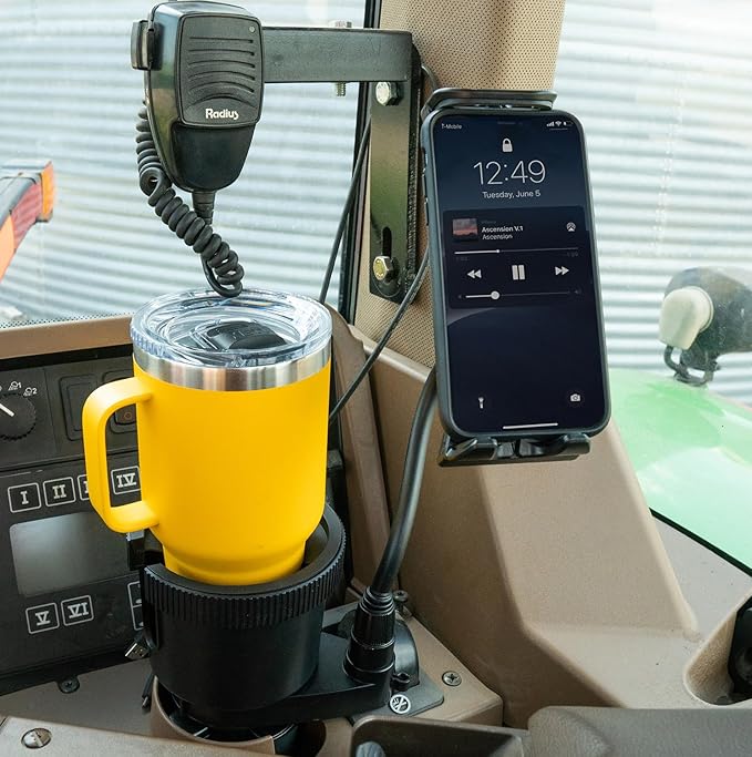 ToughTested TNT Tough N' Thirsty Mega XL Cupholder & Device Mount | Expands to Fit 1.2L Bottles | Adjustable 9" Gooseneck Arm for Phones, Tablets, GPS | Heavy-Duty Vehicle Accessory