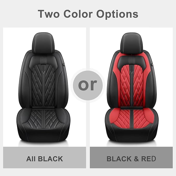TTX LIGHTING Seat Covers Fit for Nissan Sentra 2008-2026 Seat Covers Full Set Car Seat Covers Faux Leather Breathable Waterproof Car Seat Protector (5 Seats, Black&Red)