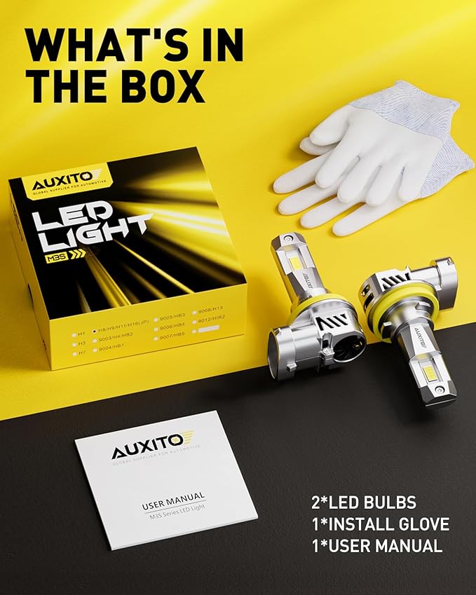 AUXITO H11 H8 LED Bulbs Real Mini Size 40000LM Fog Light Bulbs, 50,000+ Hours Lifespan, Direct Insert Plug-N-Play, Pack of 2