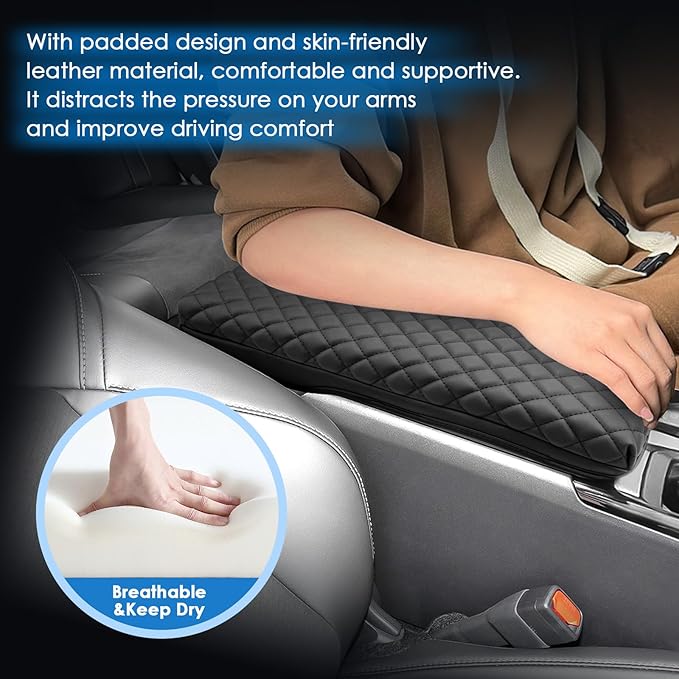 2025 2026 Camry Center Console Cover for Toyota Camry (LE/SE/Nightshade/XLE/XSE), Waterproof&Comfy Leather Cushion Armrest Cover 2026 2025 Camry Accessories (Padded)