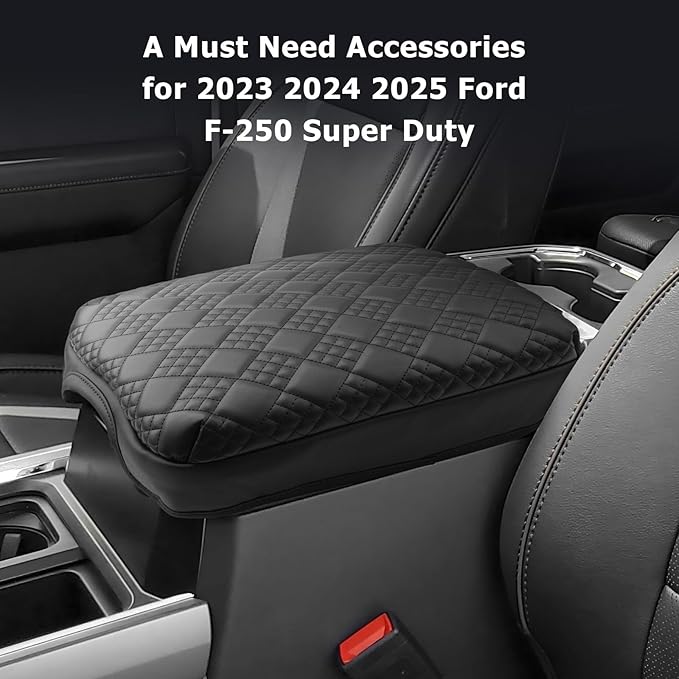 2025 2026 F 250 F 350 F 450 Super Duty Center Console Cover Compatible with 2023 2024 2025 2026 Ford F250 F350 F450 Super Duty Accessories F-250 F-350 F-450 Armrest Arm Rest Console Cover(Thick Black)