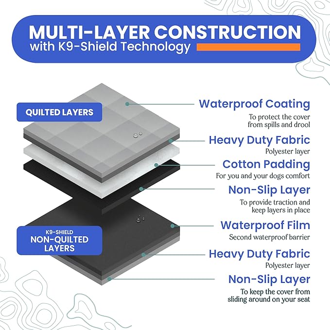 4Knines Dog Floor Hammock for Truck & Crew Cab with Fold Up Seats – Back Seat Pet Cover for Dogs – Compatible with Ram and Nissan Full Size Trucks (Driver Side Split, Grey)