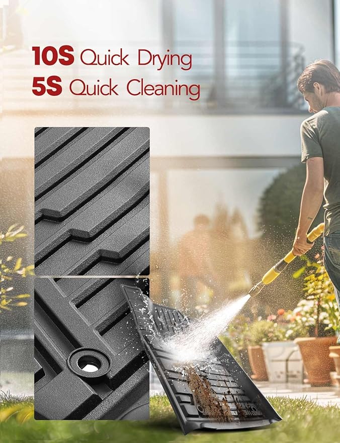 YHTAUTO Floor Mats Fit 2014-2021 Toyota Tundra CrewMax/Double Cab, TPE All Weather Floor Liner Odorless Custom Fit Car Mats, 1st 2nd Row Tundra Accessories