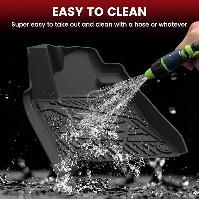 LASFIT Floor Mats for Toyota Tundra 2014-2021 Double Cab (Not Fit CrewMax or Regular Cab), Custom Fit All Weather Protection TPE Easy Clean Odorless Floor Liners for Tundra Front&Rear 2 Row Car Mats