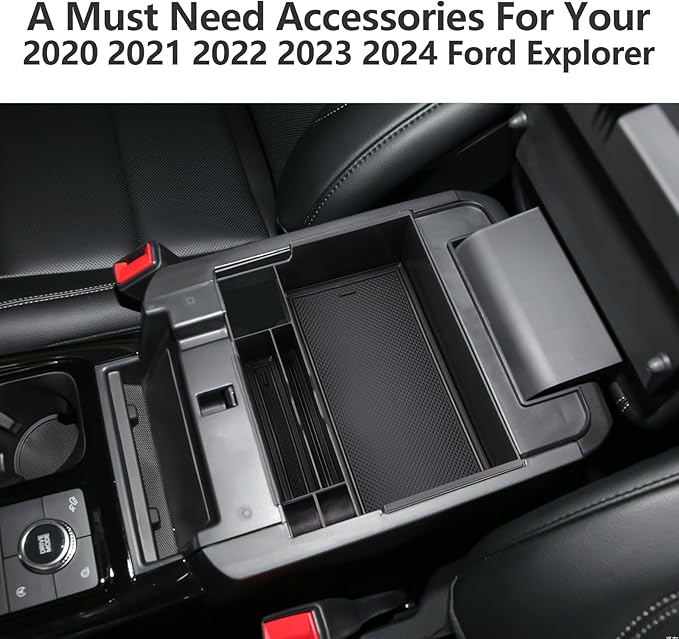 LUWU for Ford Explorer Accessories Center Console Organizer 2020-2024 Ford Explorer XLT/Limited/Active/ST-Line/ST/Platinum Armrest Organizer Insert Tray Ford Explorer Armrest Console Organizer (Black)