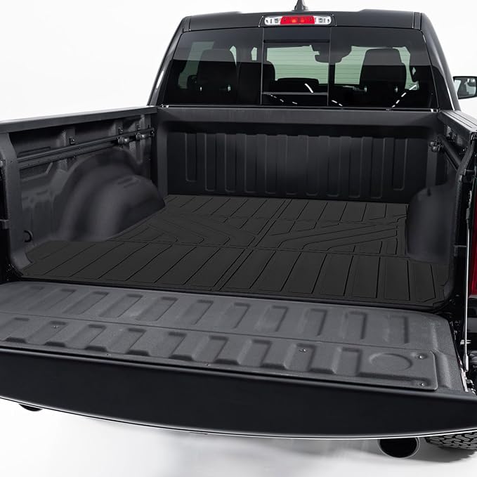 Truck Bed Mats Compatible with 2019-2024 2025 Chevy Silverado 1500 & GMC Sierra 1500 Crew Cab 5.8Ft Short Bed, TPE All-Weather Truck Bed Liner