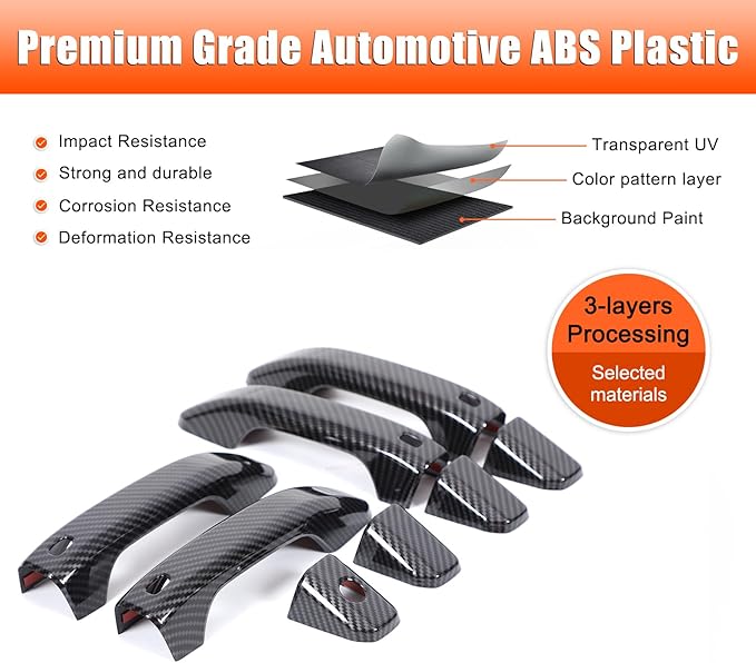 for Hummer EV Accessories Exterior Door Handle Covers Compatible with Hummer EV SUV Truck 2022-2024 2025 ABS Car Door Handle Protectors Cap,Front Rear Outer fror 4 Door,8PCS (Carbon Fiber Pattern)