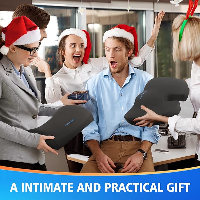 Seat Cushion, Lumbar Support Pillow with Adjustable Strap-Chair Cushions for Sciatica Pain Relief-with Washable Cover Memory Foam for Car, Travel and Wheelchair-Gray