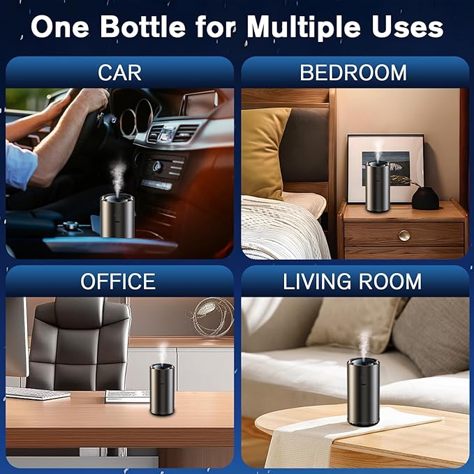 Smart Car Air Freshener Diffuser with 100ml Essential Oils,Car Aroma Diffuser New Smell Long Lasting Lasts 6 Months, RGB Music Syncing Light, Auto On/Off Intelligent, 5 Adjustable Rechargeable