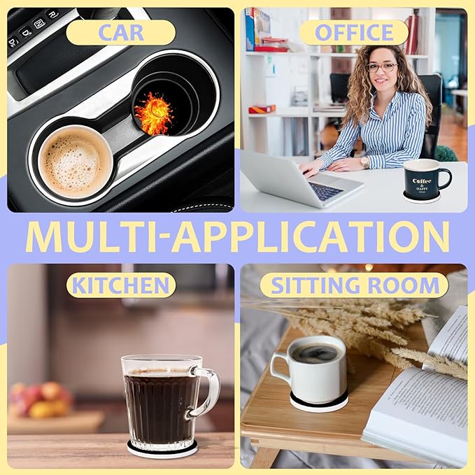 2 Pack Car Cup Holder Coaster-Baseball Absorbent Ceramic Coaster, Car Coasters for Cup Holders,Auto Accessories for Women & Men