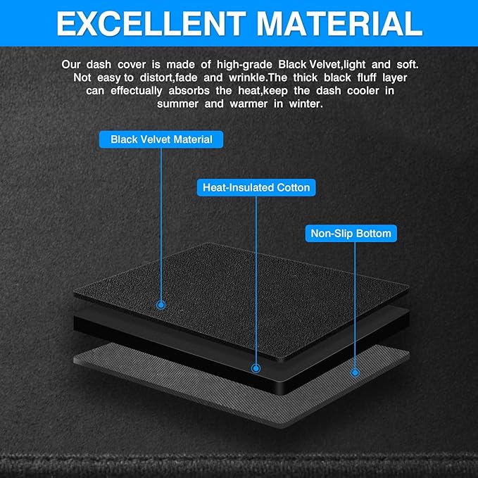 Autorder Dashboard Cover Mat Fit for 2024 2025 Kia EV9 Accessories Dash Cover Upgrade Velvet Dash Mat Sunshade Glare UV Rays Protector (with HUD)